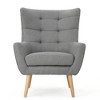 Polyester Mid-Century Modern Tufted Back Club Chair with Rubberwood Legs, Tapered Legs, and Flared Arms - 2 of 4