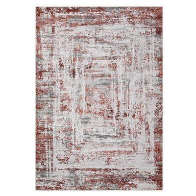 Machine Washable Area Rug Modern Abstract Non Slip Rug Foldable Stain Resistant Low Pile Indoor Carpet for Living Room Bedroom,Red/2'×6'