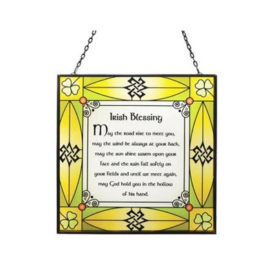 Slickblue Irish Stained Glass Panel – 6.3" Square Hanging Decor with 7 Traditional Celtic & Heritage Designs