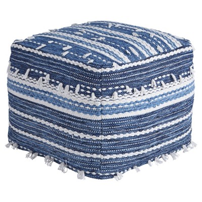 Anthony Pouf Blue/White - Signature Design by Ashley