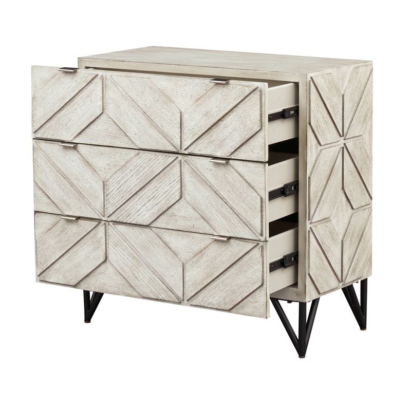Timmie Mid-Century Modern 3 Drawer Storage Accent Chest Rubbed White - Treasure Trove, 4 of 8