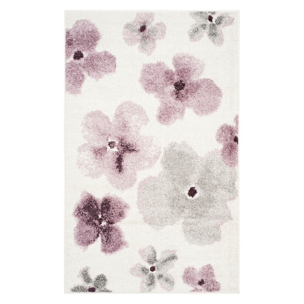 3'x5' Floral Loomed Accent Rug Ivory/Purple - Safavieh