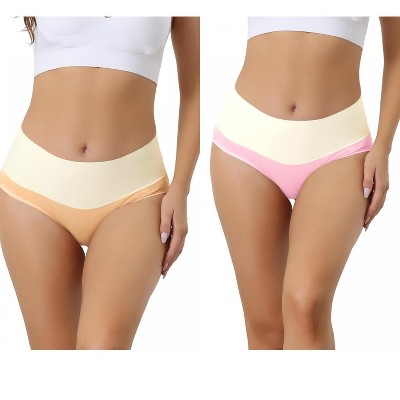 Allegra K Women's High Waist Cotton Comfortable Stretch Soft Tummy Control Briefs 2 Packs