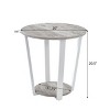 Syemin End Tables Round 2-Tier End Tables with Storage Shelf, Rustic Coffee Table, Small Side Table, Living Room Furniture, Gray, 20"*20"*20.5" - 3 of 4