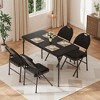 Rectangle Folding Table, Card Table with Anti-Slip Feet Caps, Metal Legs Support, Upholstered PU Leather Tabletop, Protable Foldable Table - 2 of 4