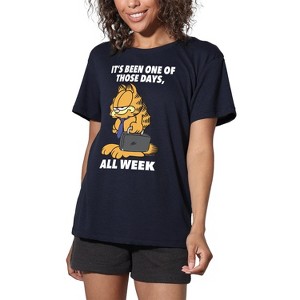 Women's Garfield One Of Those Days Loose T-Shirt Navy - 1 of 4