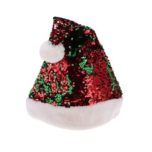 Unique Bargains Christmas Hat Sequined Christmas Hat Polyester Sequins 11.42"x15.75" 1 Pc - 1 of 4