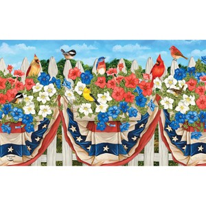 Briarwood Lane American Birds Spring Doormat Patriotic Floral Indoor Outdoor 30" x 18" - 1 of 4