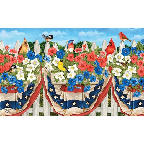 Briarwood Lane American Birds Spring Doormat Patriotic Floral Indoor Outdoor 30" x 18" - image 1 of 4