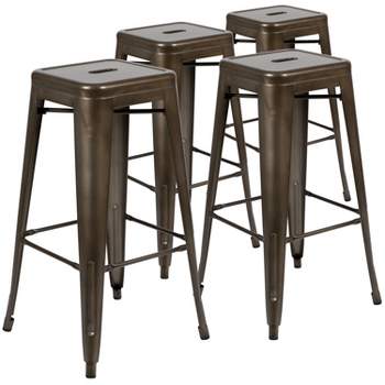 Emma and Oliver 4 Pack 30" High Metal Indoor Bar Stool - Stackable Stool