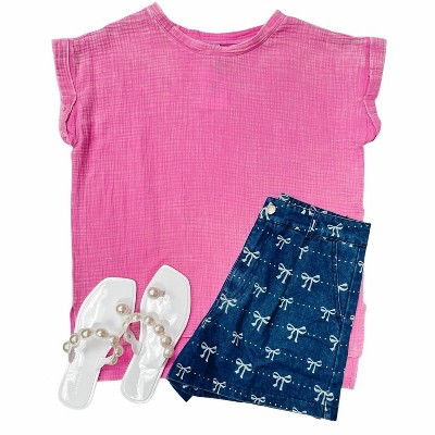 Women's Bow Denim Shorts - entro