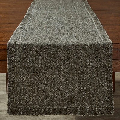 Split P Washed Linen Solid Table Runner - 60'' L - Brown