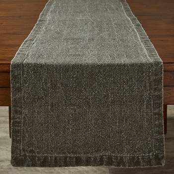 Split P Charcoal Washed Linen Table Runner 60''L