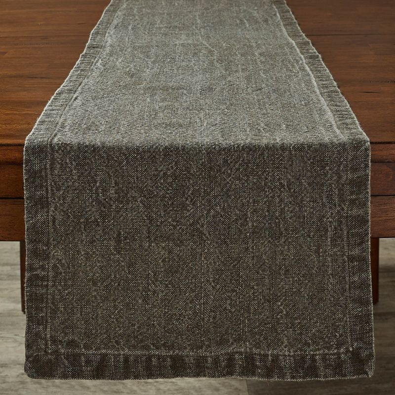 Split P Charcoal Washed Linen Table Runner 60''L, 1 of 5