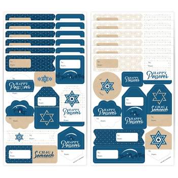 Big Dot of Happiness Happy Passover - Assorted Pesach Jewish Holiday Party Gift Tag Labels - To and From Stickers - 12 Sheets - 120 Stickers