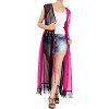 LA LEELA Women's Open Front Summer Vacation Beachwear Long Bathing Suit Duster Cardigan Holiday Swimwear Coverups Casual Beach M-L Pink, Solid - 2 of 4