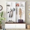 NicBex 4-in-1 Hall Tree with 6 Hooks, 2 Large Storage Cabinets, 4 Top Storage Compartments and Bench for Hallway, Living Room, Office - 2 of 4