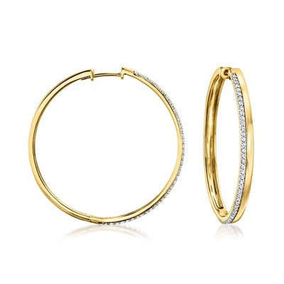 Ross-Simons 0.50 ct. t.w. Diamond Hoop Earrings in 18kt Gold Over Sterling