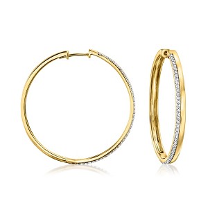 Ross-Simons 0.50 ct. t.w. Diamond Hoop Earrings in 18kt Gold Over Sterling - 1 of 4