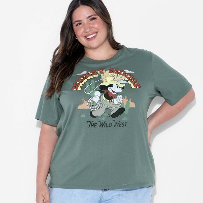Women's Wild West Mickey Short Sleeve Graphic T-Shirt - Green