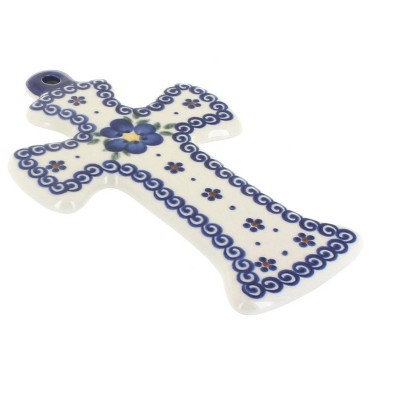 Blue Rose Polish Pottery Spring Blossom Cross