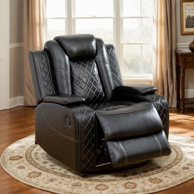 DOMETOUR Black Breathing Leather Living Room Recliner Chair