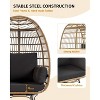Egg Chair Wicker Outdoor Chairs, Oversize Patio Chair Rattan Lounger Chair w/ 4 Cushions & Steel Frame Stand for Indoor Outdoor Patio Backyard - 4 of 4