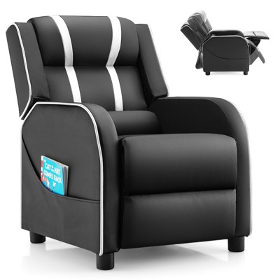 Infans Kids Recliner Chair Ergonomic Leather Sofa Armchair w/Footrest Side Pocket White