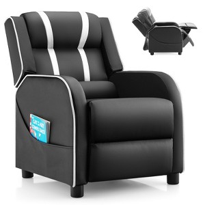 Infans Kids Recliner Chair Ergonomic Leather Sofa Armchair w/Footrest Side Pocket White - 1 of 4