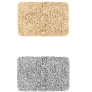 Unique Bargains Extra Soft Thick Microfiber Non-Slip Plush Bath Mats 2 Pcs - 1 of 4
