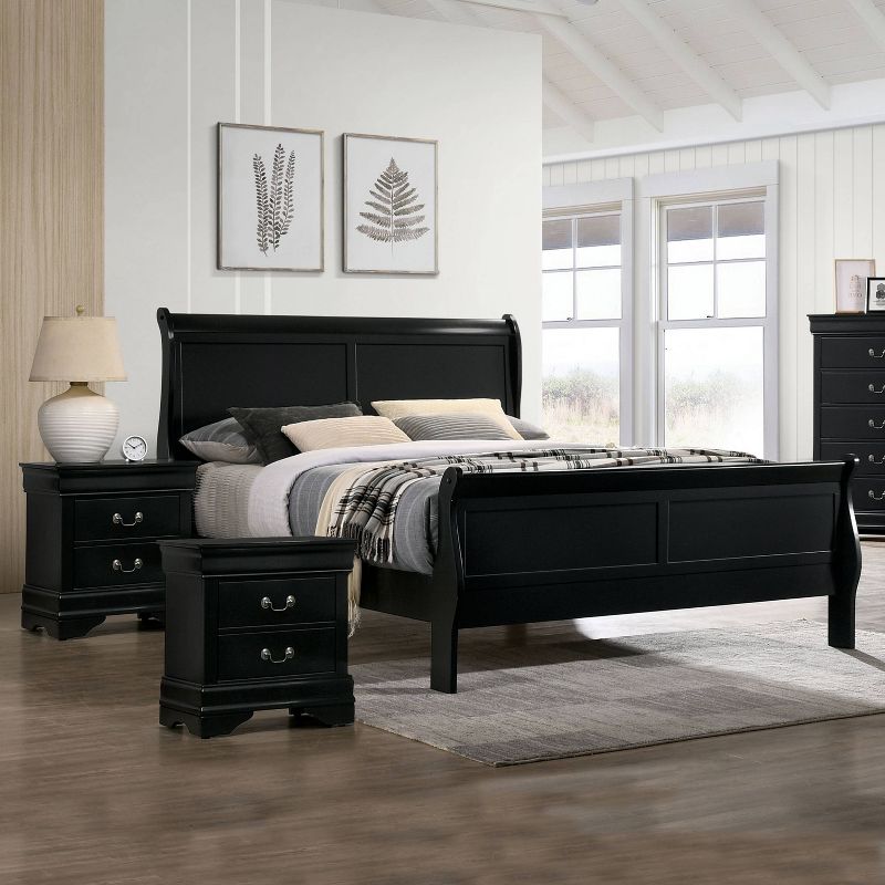 3pc Sliver Sleigh Bed with 2 Nightstands - HOMES: Inside + Out, 3 of 9