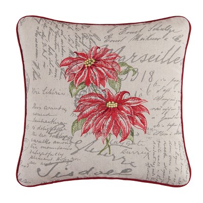 C&F Home 18" x 18" Poinsettia Embroidered Pillow