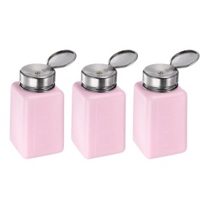 Unique Bargains Plastic Makeup Remover Nail Polish Push Down Alcohol Dispenser Bottles 3 Pcs 6.7oz Pink - 1 of 4