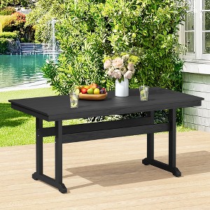 Arceso 66'' Outdoor Dining Table with Umbrella Hole, HDPS Patio Table - 1 of 4