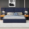 Sapphtopaz Velvet Bed Frame Platform Bed with Vertical Channel Tufted Wingback Headboard, Strong Wooden Slats, No Box Spring Needed - 4 of 4
