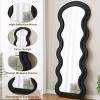 SEVOBAL Full Length Mirror with Flannel Fabric Wave Design Stand or Wall Mount for Bedroom Living Room, Black, 63"*24"*2.6" - 3 of 4