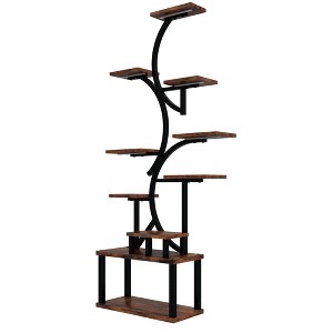KWPZQEB Indoor Plant Stand with 5 Grow Lights, Wood Plant Shelf Corner Display Rack, Tall Shelf Planter Organizer, S-Shaped Decorative Rack for Garden - 1 of 4