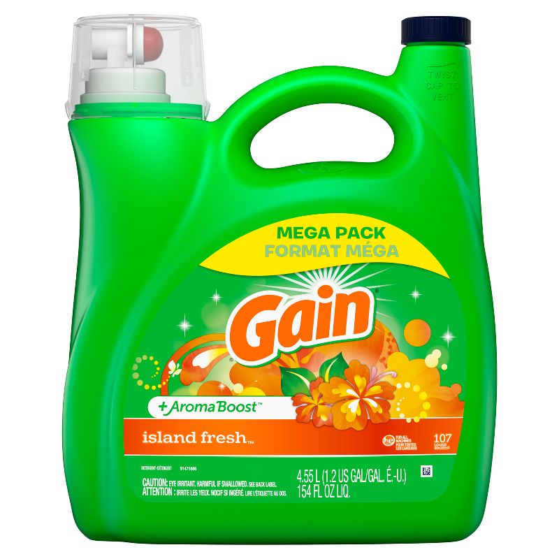 Gain + Aroma Boost Island Fresh Scent HE Compatible Liquid Laundry Detergent, 3 of 13