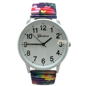 Olivia Pratt Big Dial Easy Reader Watch Abstract Elastic Stretch Band Wristwatch Women Watch - 1 of 3