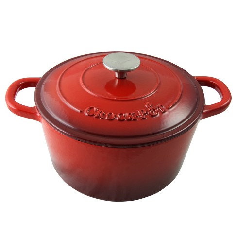 Crock Pot Artisan 7 qt Enameled Cast Iron Oval Dutch Oven in Scarlet Red