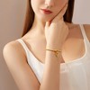 Free bird Cross Birthstone Bracelet | Dainty 14K Gold Plated Cross Charm Bracelet | Stretchable Elastic Gold Beaded Bracelet - 3 of 4