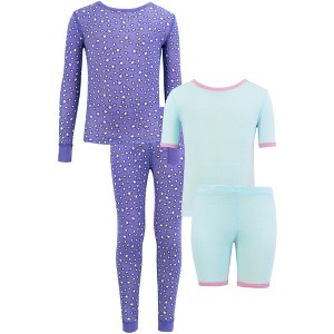 Fruit of the Loom Girl's Snug Fit 100% Cotton Pajama Sets, 4-Piece, Sizes - 1 of 4