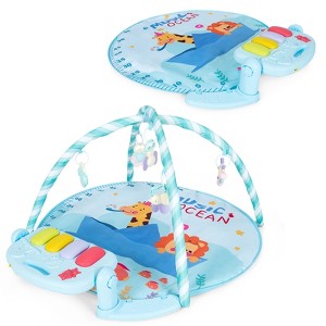 Baby Gym Baby Play Mat Kick and Play Piano Gym w/ 5 Hanging Sensory Toys Pink\Blue - 1 of 4