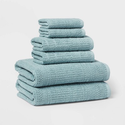 THRESHOLD Spa Blue & White Dishcloths & Bath Hand Towel Lot ~ New