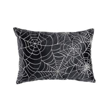 13"x18" Spiderweb All Over Halloween Lumbar Throw Pillow Black - Lush Décor
