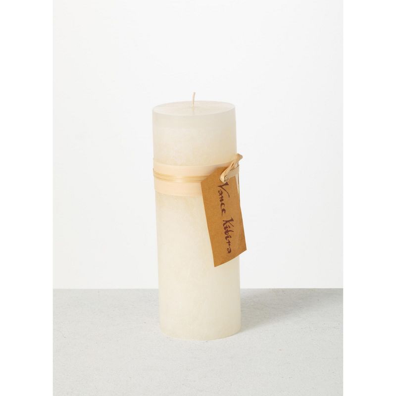 Vance Kitira 9" Melon White Timber Pillar Candle ,Scentless, Clean-Burning, Environmental Friendly, 1 of 4