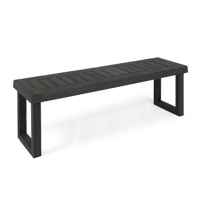 Vynxaria Dark Gray Patio Benches - 60" Outdoor Dining Seating Solution