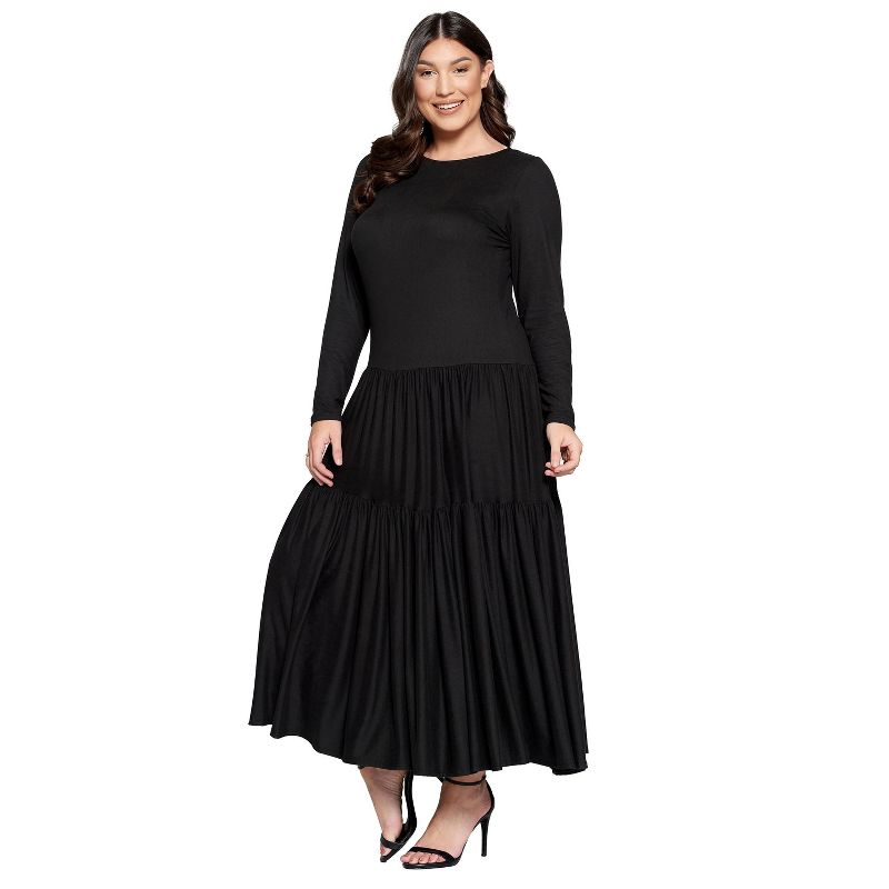 L I V D Women's Tiered Maxi Dress with Long Sleeves, 2 of 4