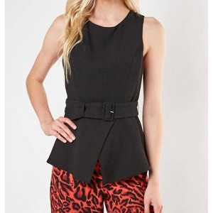 Women's Sleeveless Belted Peplum Top - DO+BE - 1 of 2