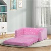 SKRAN 2-in-1 Kids Sofa Chair,Toddler Couch with Glow in The Dark Cosmic Pattern,Washable Cover,Fold Out Convertible Sofa to Lounger for Playroom, Pink - 2 of 4